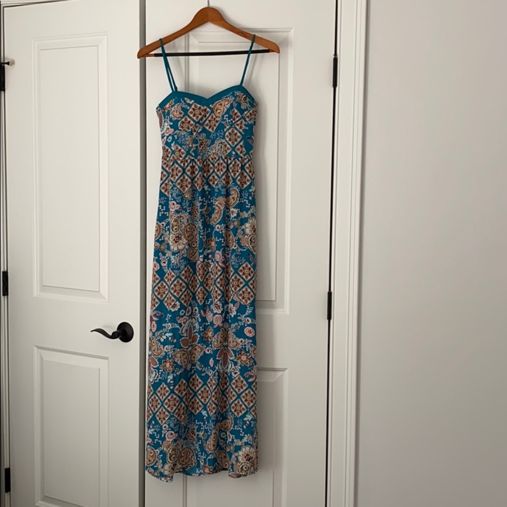 Floral teal maxi dress